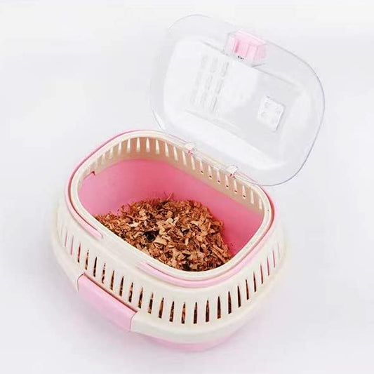Pink Travel Small Animals Hamster Hedgehog Guinea Pig Cage Carrier - Image 2