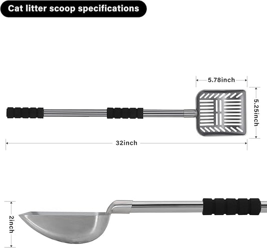 Cat Litter Scoop, Metal Long Handle Kitty Litter Coop Scooper, Heavy Duty Cats - Image 2