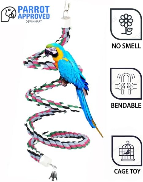 65 inch Length Colorful Cotton Bendable Rope Perch Swing Bird Chew Toys Amazon - Image 2