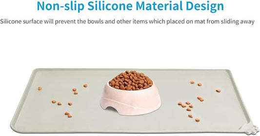 AUDWUD Silicone Waterproof Dog Cat Pet Feeding Mats, Anti-Slip Pet Bowl Mats - Image 2