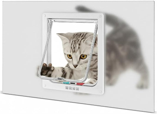 Cat Door for Window, 4 Locking Modes for Safety Cat Window Door, Fits 14"-28" - Image 2