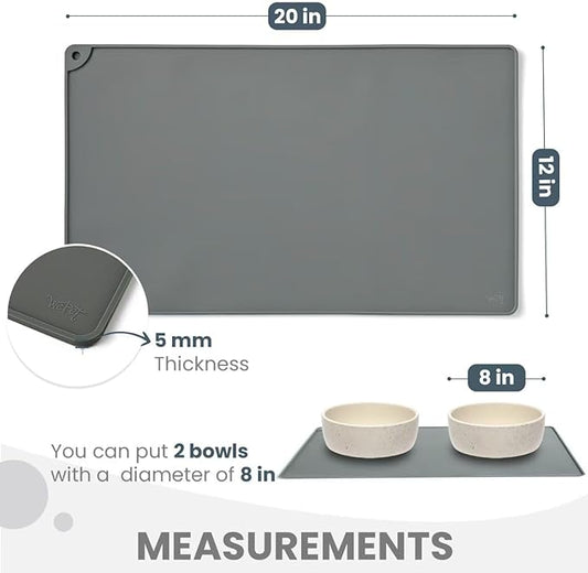 WePet Non-Slip Waterproof Pet Feeding Mat, 20x12 Inch - Image 2