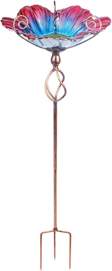 MUMTOP 31 Inch Height Glass Birdbath Birdfeeder - Image 2