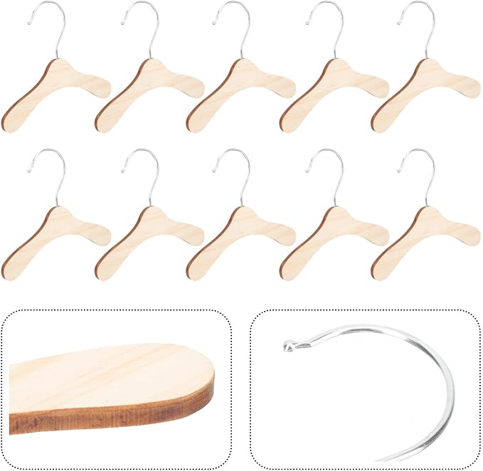 DOITOOL Wooden Dog Hangers for Pet Clothes 8.66 Inch Solid Wood Small Pet - Image 9