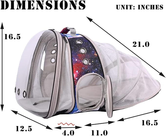 Galaxy Blue Dual Expandable Cat Backpack Carrier, Fit up to 20 lbs, Expandable - Image 2