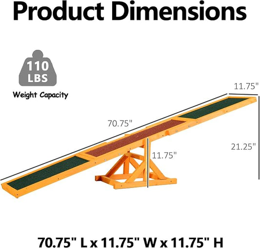 71" Dog Agility Seesaw Outdoor for Training and Exercise, Wooden Agility Dog - Image 2