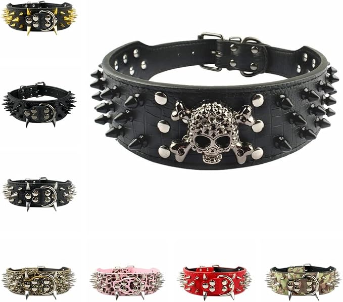 Serijoars Spiked Studded Dog Collar, PU Leather Dog Collar, Adjustable Pet - Image 4