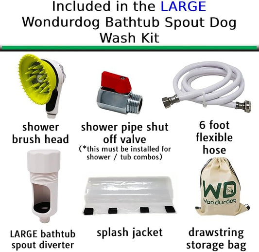 Wondurdog LARGE Sized Bathtub Spout and Garden Hose Attachment Dog Wash Kit - Image 2
