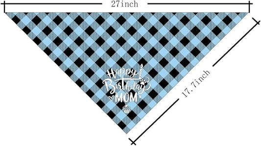 Dog Bandana, Happy Birthday Mom Dog Bandana, Dogs Scarf Classical Plaid Printing - Image 2
