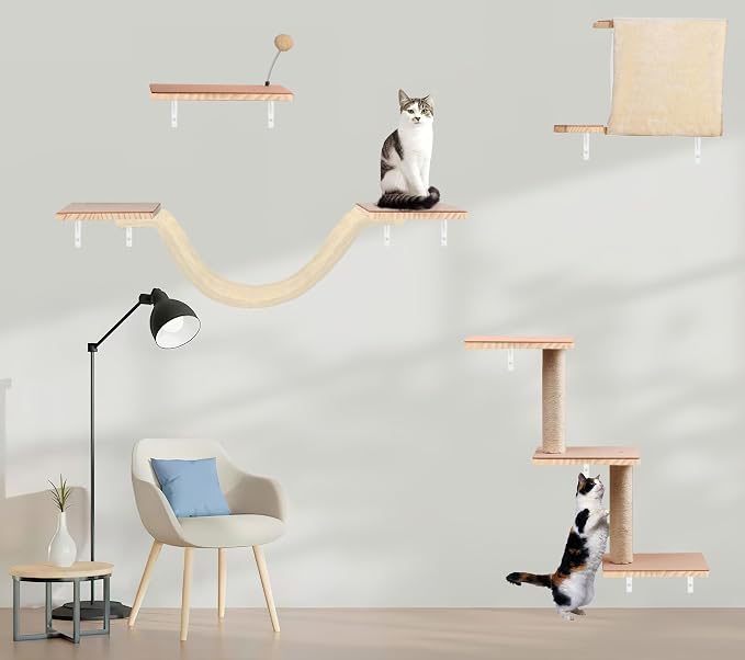 Cat Shelves for Wall,Solid Wood Cat Wall Furniture - Image 7