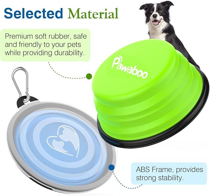 Pawaboo Silicone Collapsible Dog Bowls 2 Pack, 5.1 x 3.5 x 2.1 in, Lid Included - Image 7