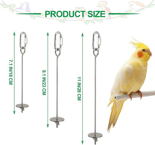 3 Pcs Bird Cage Food Holder Stainless Steel Parrot Fruit & Vegetable Skewer - Image 2