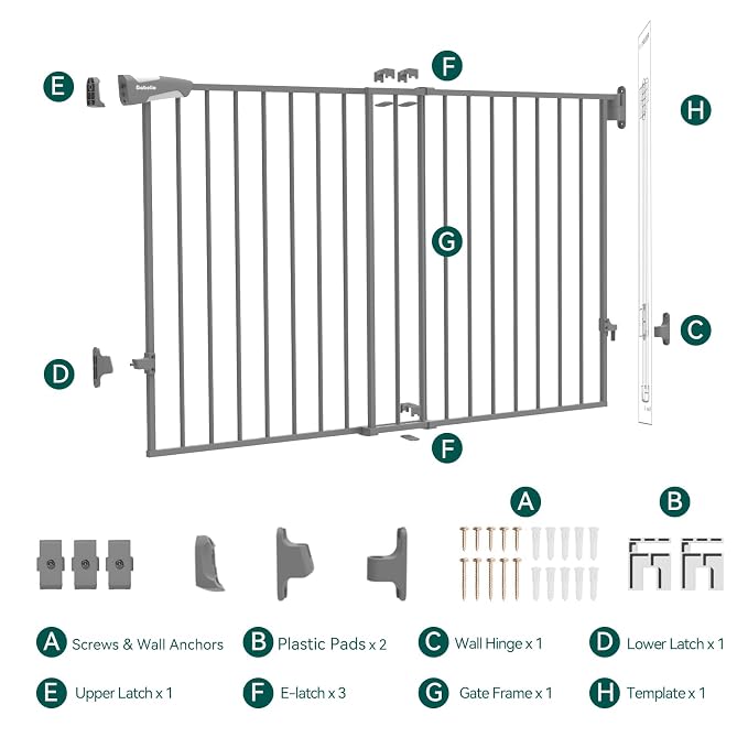 Babelio 31.5-55" No Bottom Bar Baby Gate Extra Wide, 2-in-1 Auto Close Dog Gate - Image 7