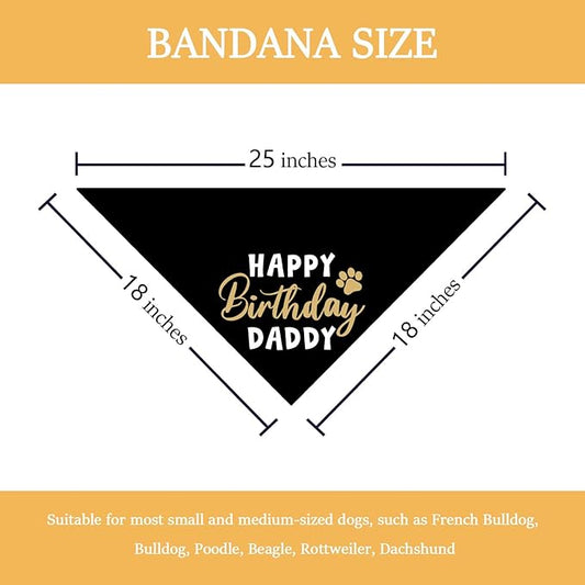 Happy Birthday Daddy Dog Bandana Black Puppy Bandanas Birthday Decorations - Image 2