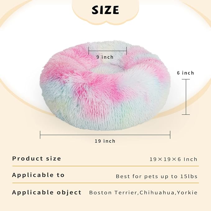 nononfish Puppy Bed for Calming Dog 19Inches Peach Anti-Anxiety Donut Bed for - Image 5