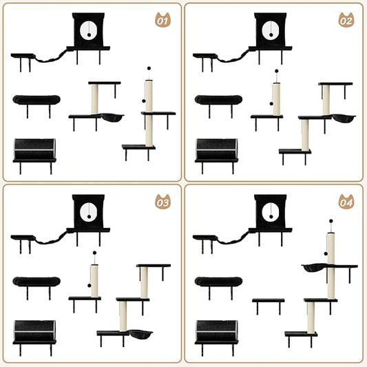 NUNU LAB Cat Wall Shelves Set, Scratching Post, Wall Shelves - Image 2