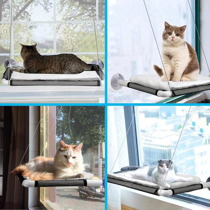 Cat Window Perch, Cat Hammock Window Seat w/Free Fleece Blanket 2025 Latest - Image 8
