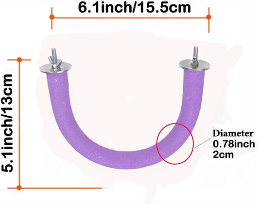 2Pcs 6.1Inch Purple U Shape Rough-surfaced Sands Stick Bird Perches Bird Cage - Image 2