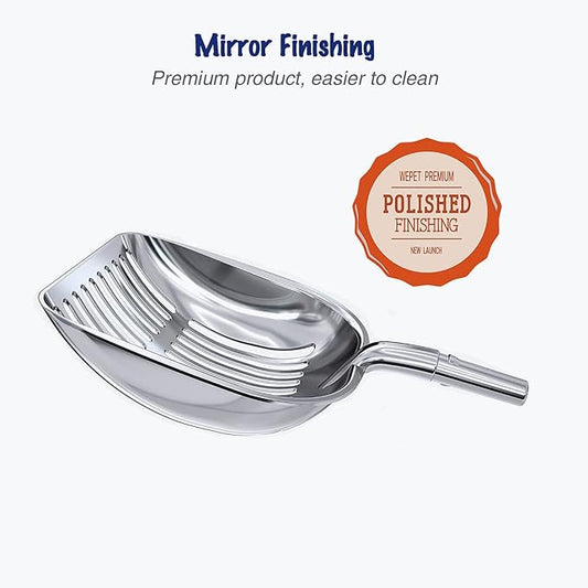WePet Cat Litter Scoop, Aluminum Alloy Sifter, Kitty Metal Scooper, Deep Shovel - Image 2