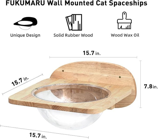 FUKUMARU Cat Wall Furniture Set, Transparent Capsule Kitten Walls Shelves - Image 2