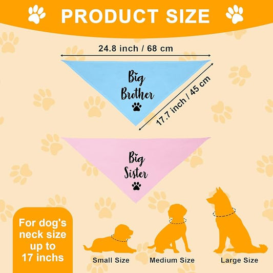 Big Sister and Big Brother Pet Dog Bandana, Triangle Scarf - Image 2