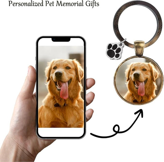 Custom Pet Photo Keychain Personalized Photo Pawprint Dog Tag Keychain Engraved - Image 2