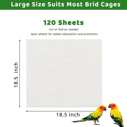 ZIQON 120 Pcs Bird Cage Liner Papers Big Size Cage Paper Liners Disposable Cage - Image 2