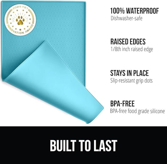 GORILLA GRIP 100% Waterproof Raised Edge BPA Free Silicone Pet Feeding Mat - Image 2