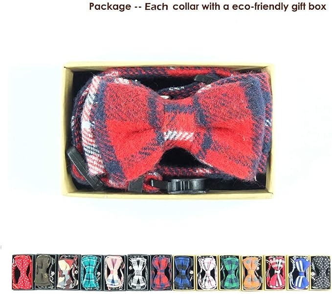 Cat Collar Breakaway with Bell and Bow Tie, Plaid Design Adjustable Safety - Image 6