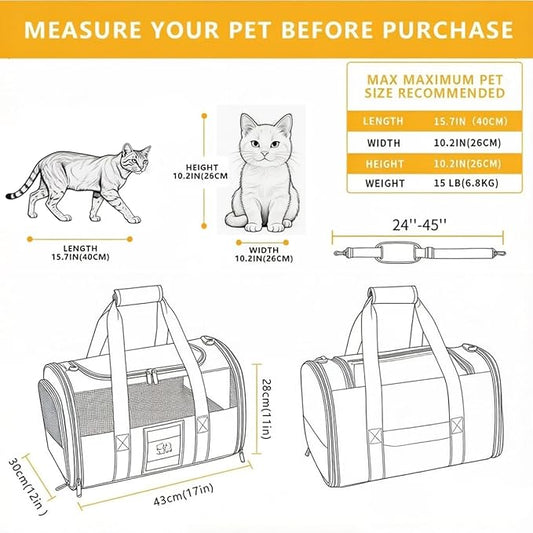 Cat Carrier Pet Dog Carrier Airline Approved - Image 2