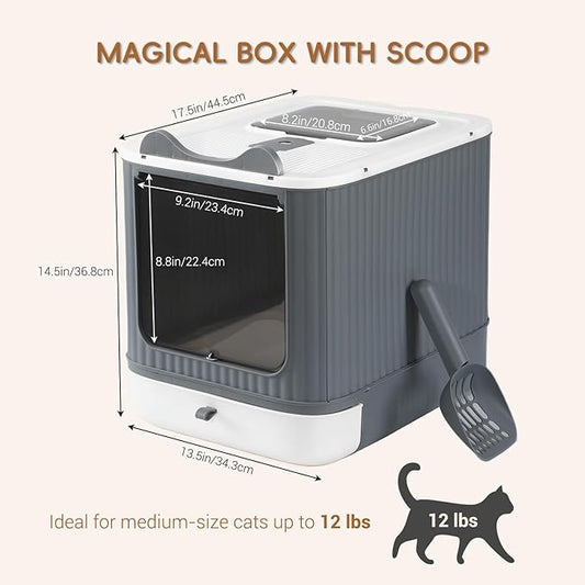 Foldable Cat Litter Box, Fully Enclosed Litter Box - Image 2