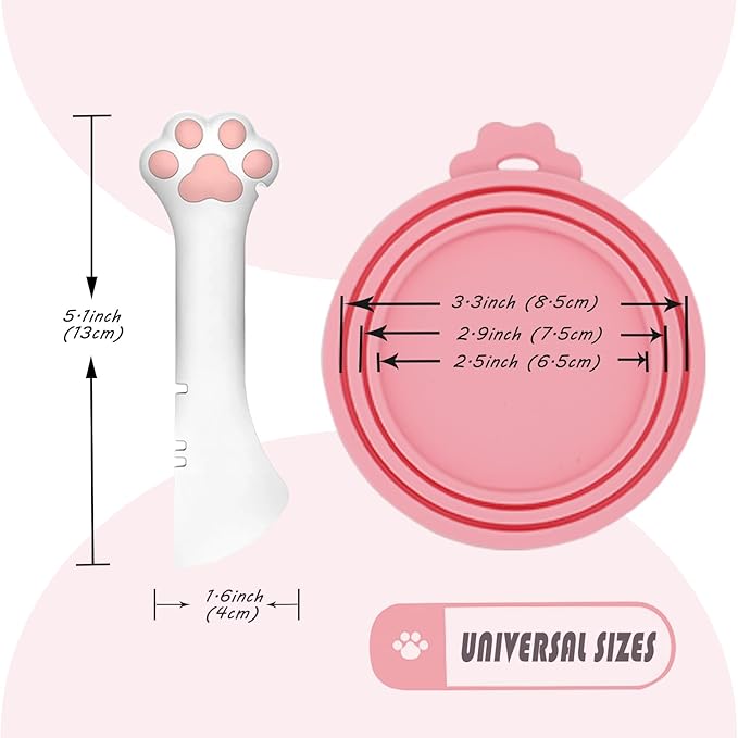 3 Pcs Pet Food Can Lids & One Can Spoon | Cute Paw Shape Opener Spatula Cat Wet - Image 6
