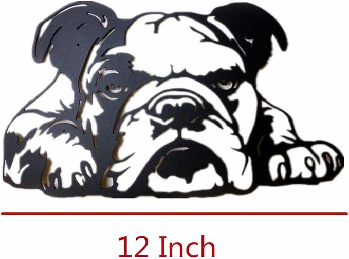 PHJYMXZSNA Black 3D Dog Head Decor Metal Bulldog Wall Sculpture Unique Modern - Image 5