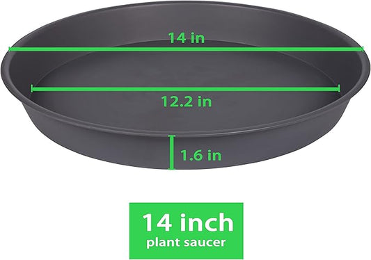 2 Pack of 14 inch Plant Saucer, Heavy Duty Round Plastic Plant Water Tray - Image 2