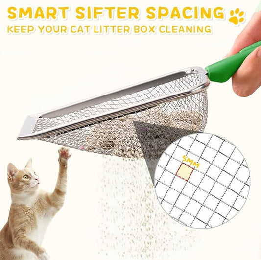 Metal Cat Litter Scoop, Sturdy Litter Cleaner Corner Shovel, Stainless Steel - Image 2