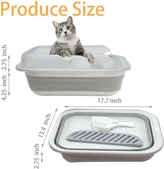 Collapsible Kitten Litter Box, Open High Sided Cat Potty Pan - Image 2