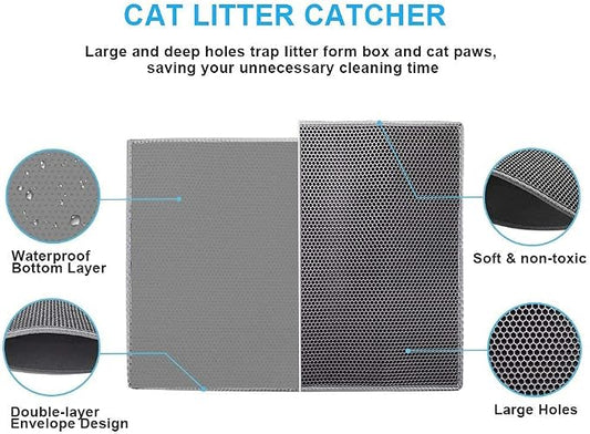 Pieviev Cat Litter Mat Double Layer Waterproof Urine Proof Trapping Mat 1 Pack) - Image 2