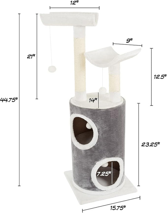 45in Cat Tree with Napping Perches, 2 Story Cat Condo, Cat Scratching Posts - Image 2