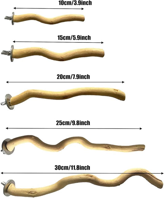 Allazone 5 PCS Natural Parrot Perch Bird Stand Wooden Parrot Perch Stand - Image 2