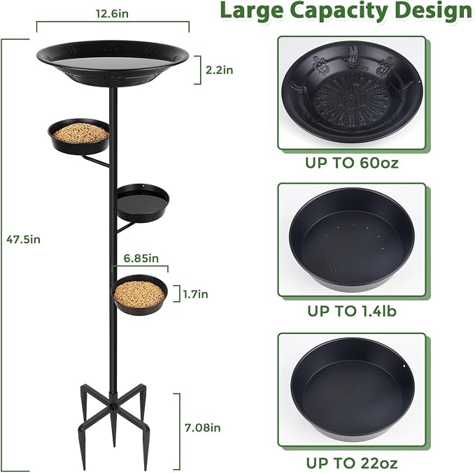 BOLITE Bird Bath for Outside, Metal Freestanding Birdbaths - Image 9
