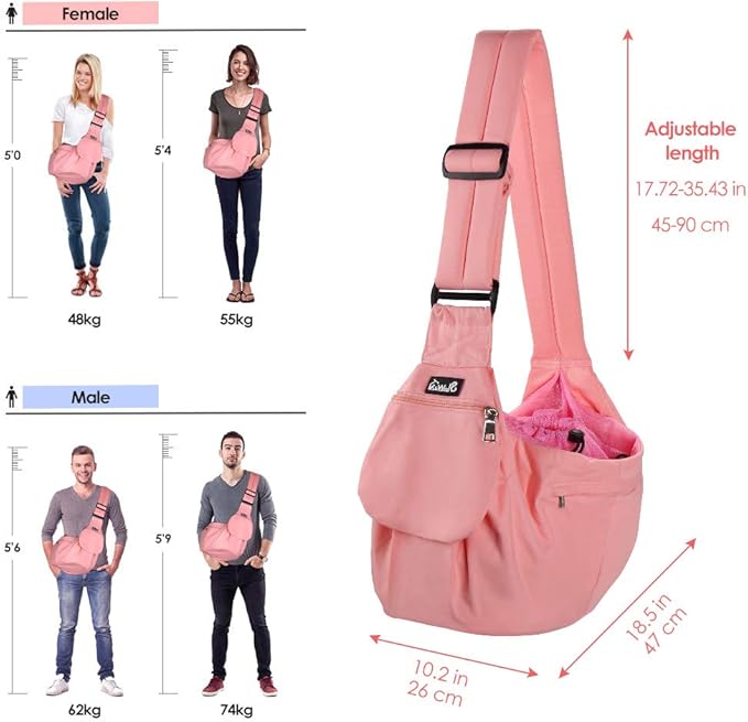 Lukovee Dog Sling Carrier, Hard Bottom Support & Adjustable Soft Padded - Image 7