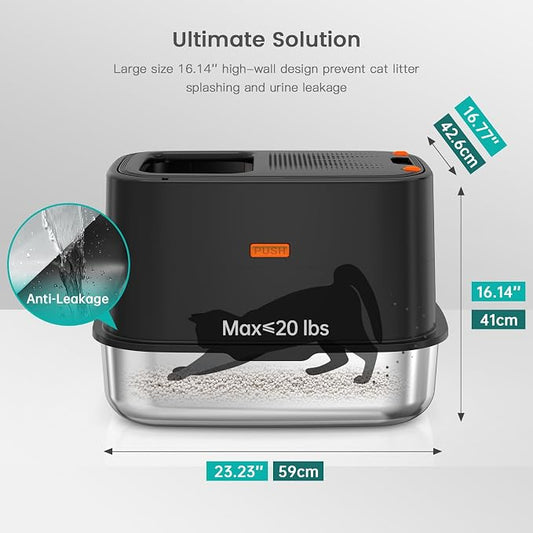 Enclosed Stainless Steel Cat Litter Box - Image 2