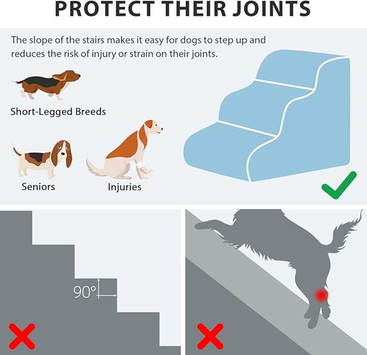 Dog Stairs for High Beds with Tunnel, 5-Step Dog Steps for Small Dogs and Cats - Image 2