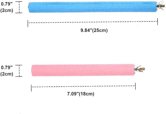Bird Cage Perch Parrot Sand-Surface Stand 2Pack Grinding Wood Stick Platform - Image 2
