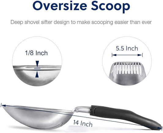 WePet Cat Litter Scoop, Aluminum Alloy Sifter, Kitty Metal Scooper, Deep Shovel - Image 2