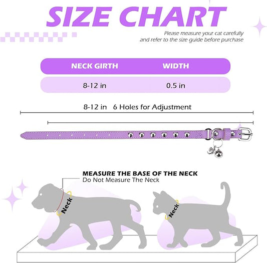EXPAWLORER Leather Cat Collar for Girl Boy- Adjustable Pet Collar - Image 2