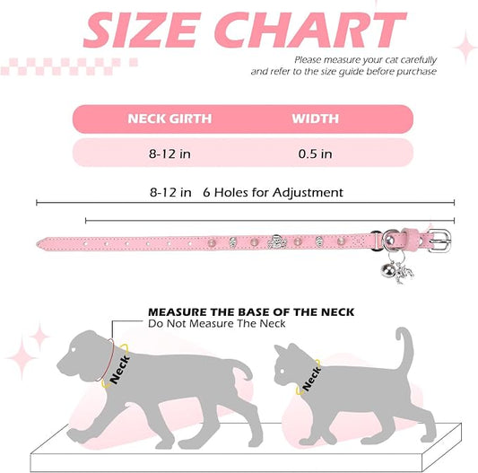 EXPAWLORER Cat Collar for Girl Boy Cats- Adjustable Leather Pet Collar - Image 2