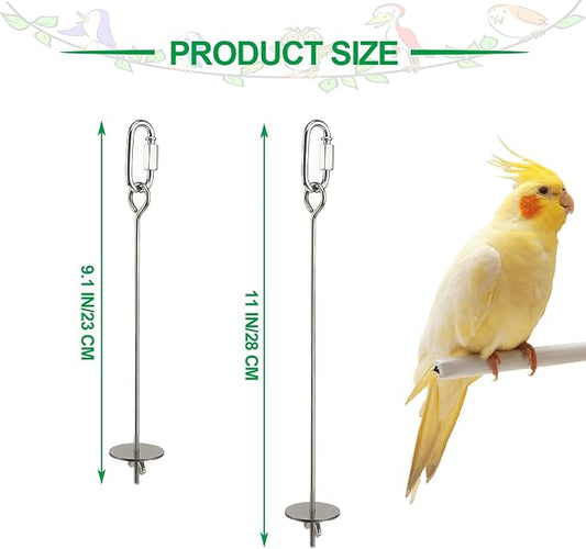 2 Pcs Bird Cage Food Holder Stainless Steel Parrot Fruit & Vegetable Skewer - Image 2