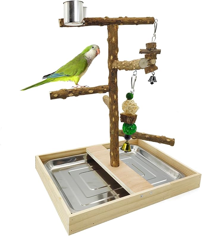 Tfwadmx Bird Perch Natural Wood Stand Toy Parrot Play Stand Platform Bird Cage - Image 7