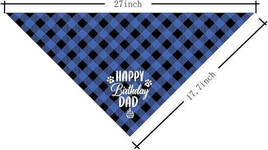 Dog Bandana, Happy Birthday Dad Dog Bandana, Dog Scarf Classical Plaid Printing - Image 2